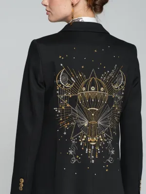 VILAGALLO HARLOW BLACK EMBROIDERED BLAZER