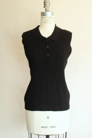 Vintage 2000s NWT Mervyn's Black Sleeveless Knit Top with Buttons