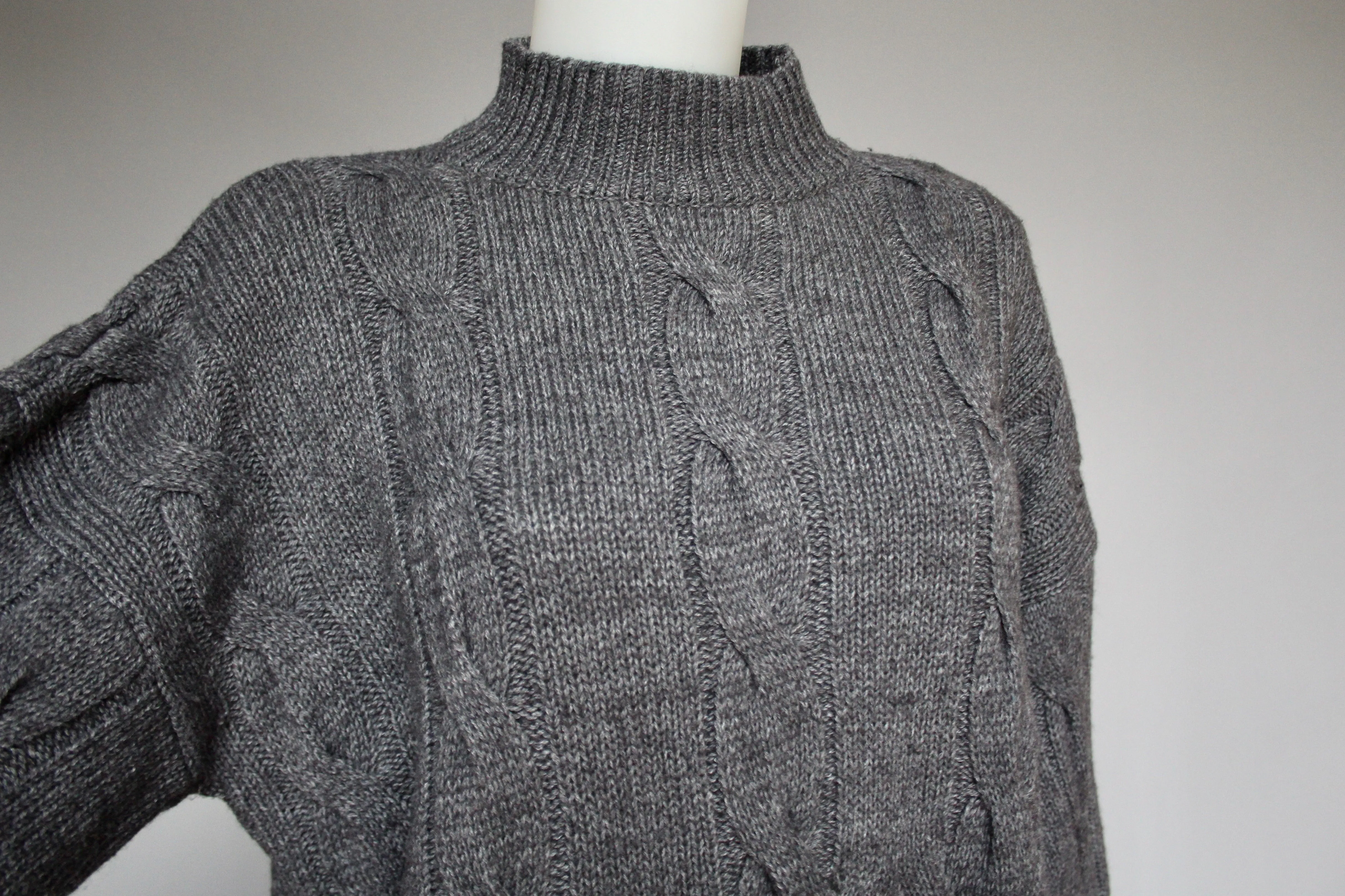 Vintage Charcoal Grey Mock Neck - XL