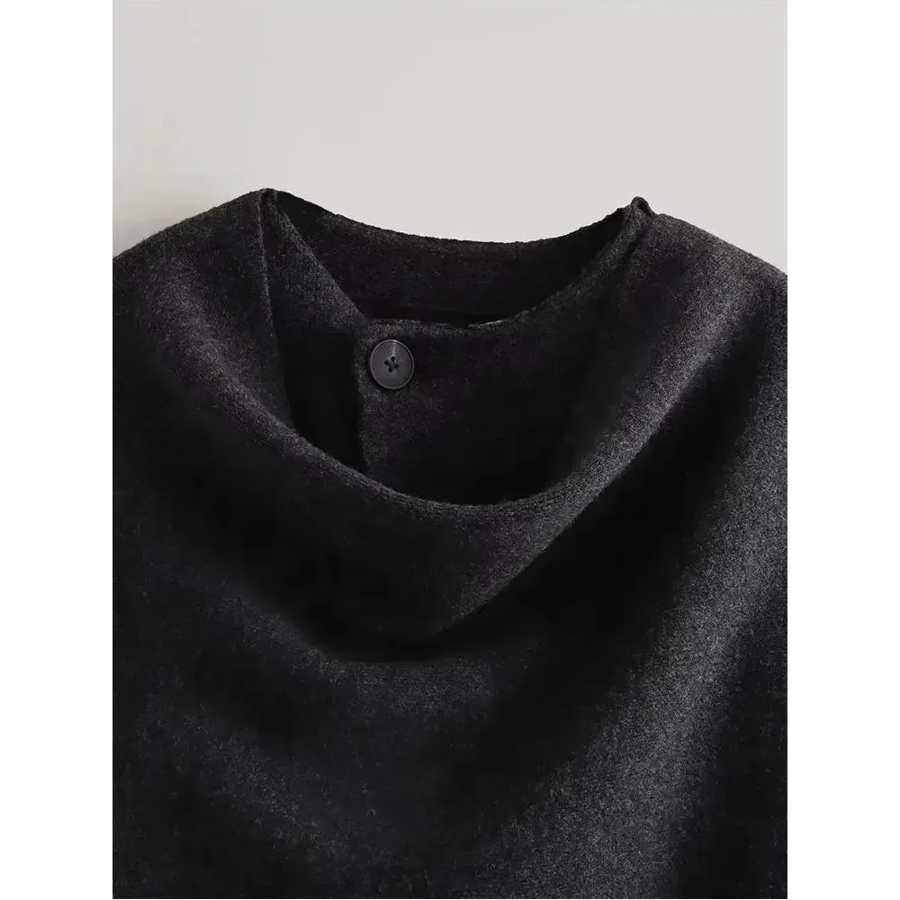 Winter Women's Long Sleeve Knitted Scarf Coat