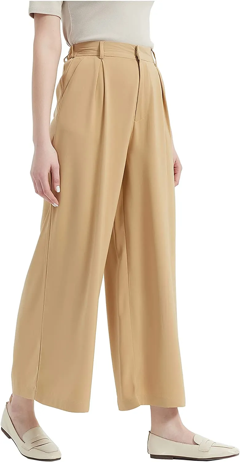 Women High Waist Chiffon Casual Wide Leg Long Palazzo Pants