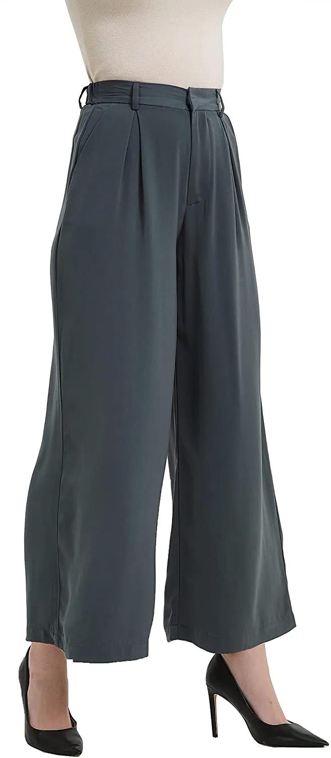 Women High Waist Chiffon Casual Wide Leg Long Palazzo Pants