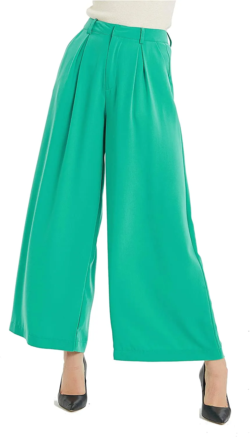 Women High Waist Chiffon Casual Wide Leg Long Palazzo Pants