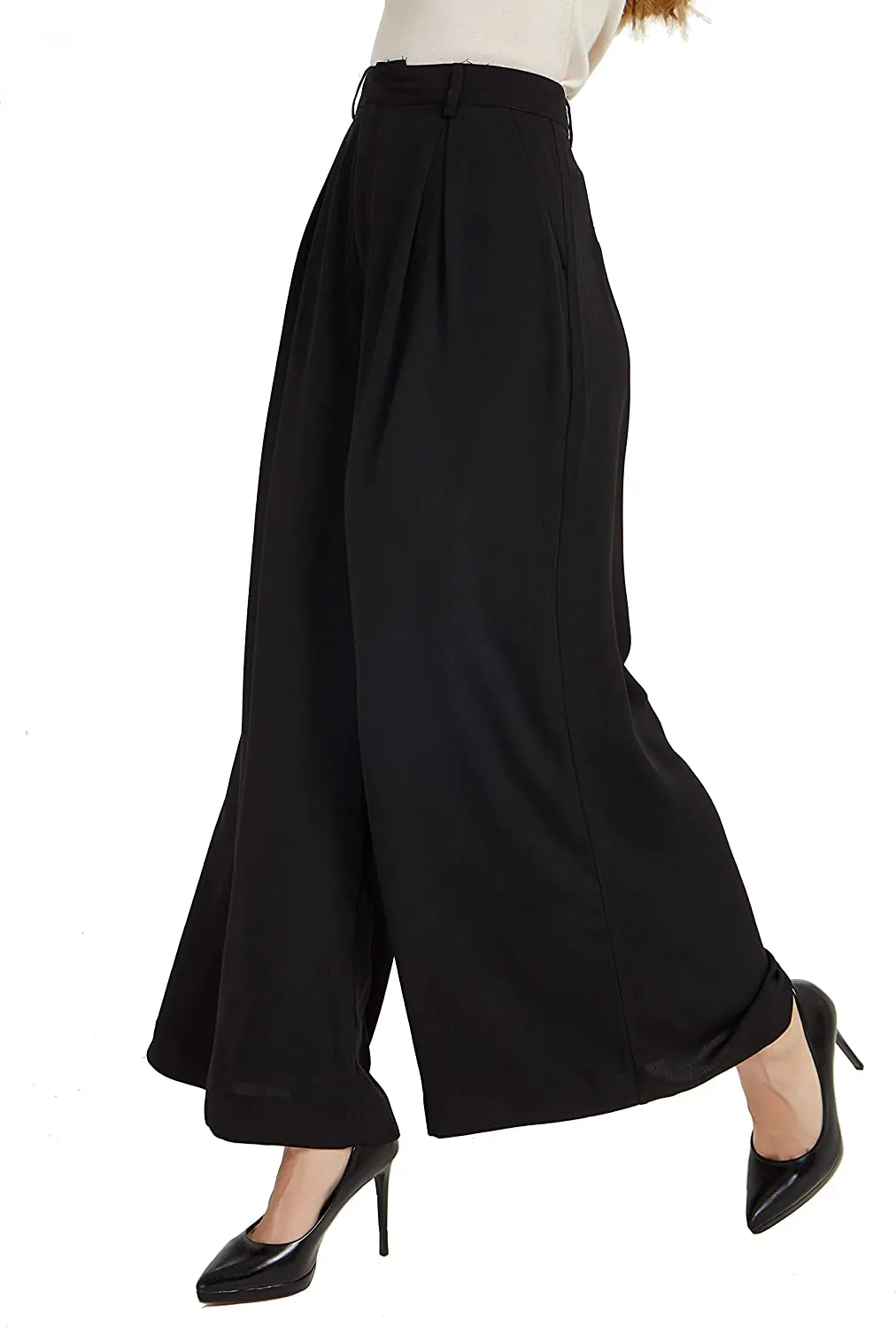 Women High Waist Chiffon Casual Wide Leg Long Palazzo Pants