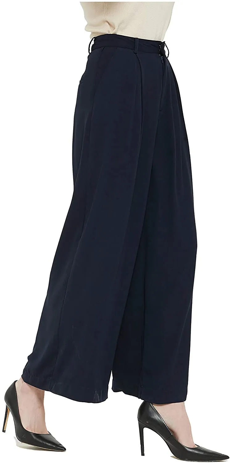 Women High Waist Chiffon Casual Wide Leg Long Palazzo Pants