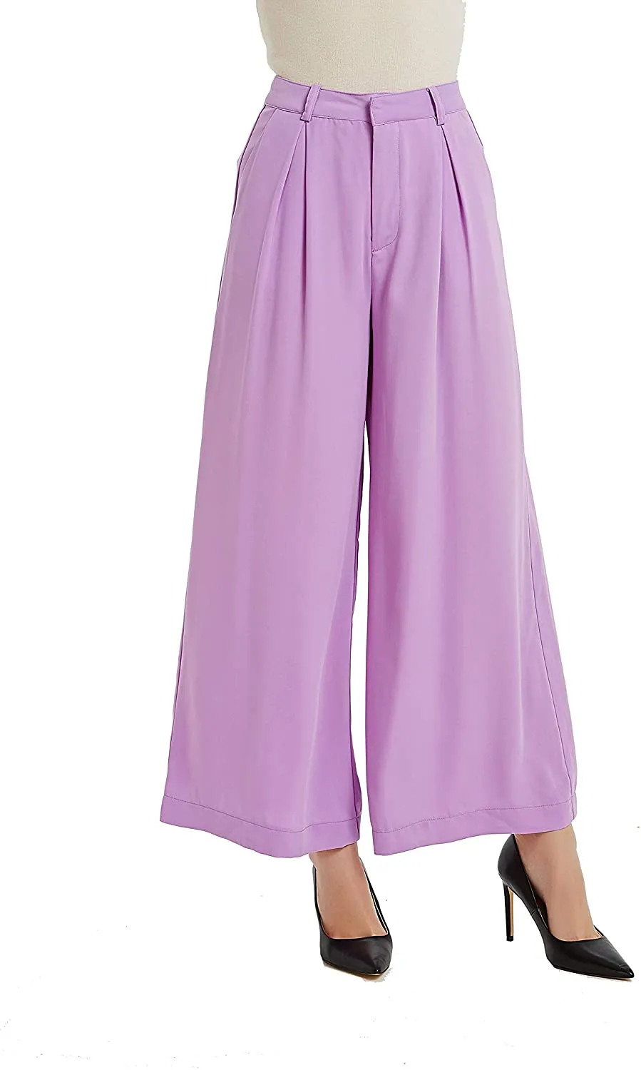 Women High Waist Chiffon Casual Wide Leg Long Palazzo Pants