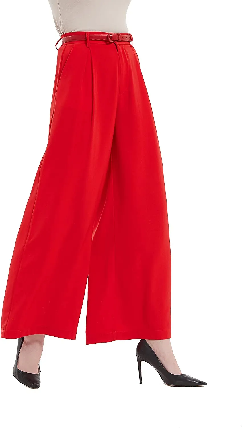 Women High Waist Chiffon Casual Wide Leg Long Palazzo Pants