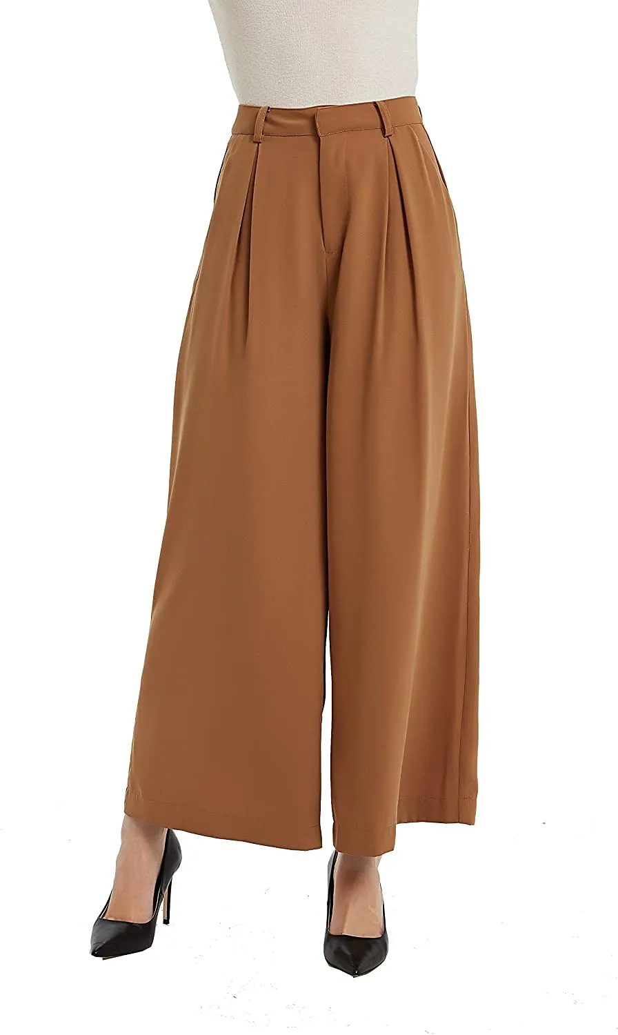 Women High Waist Chiffon Casual Wide Leg Long Palazzo Pants