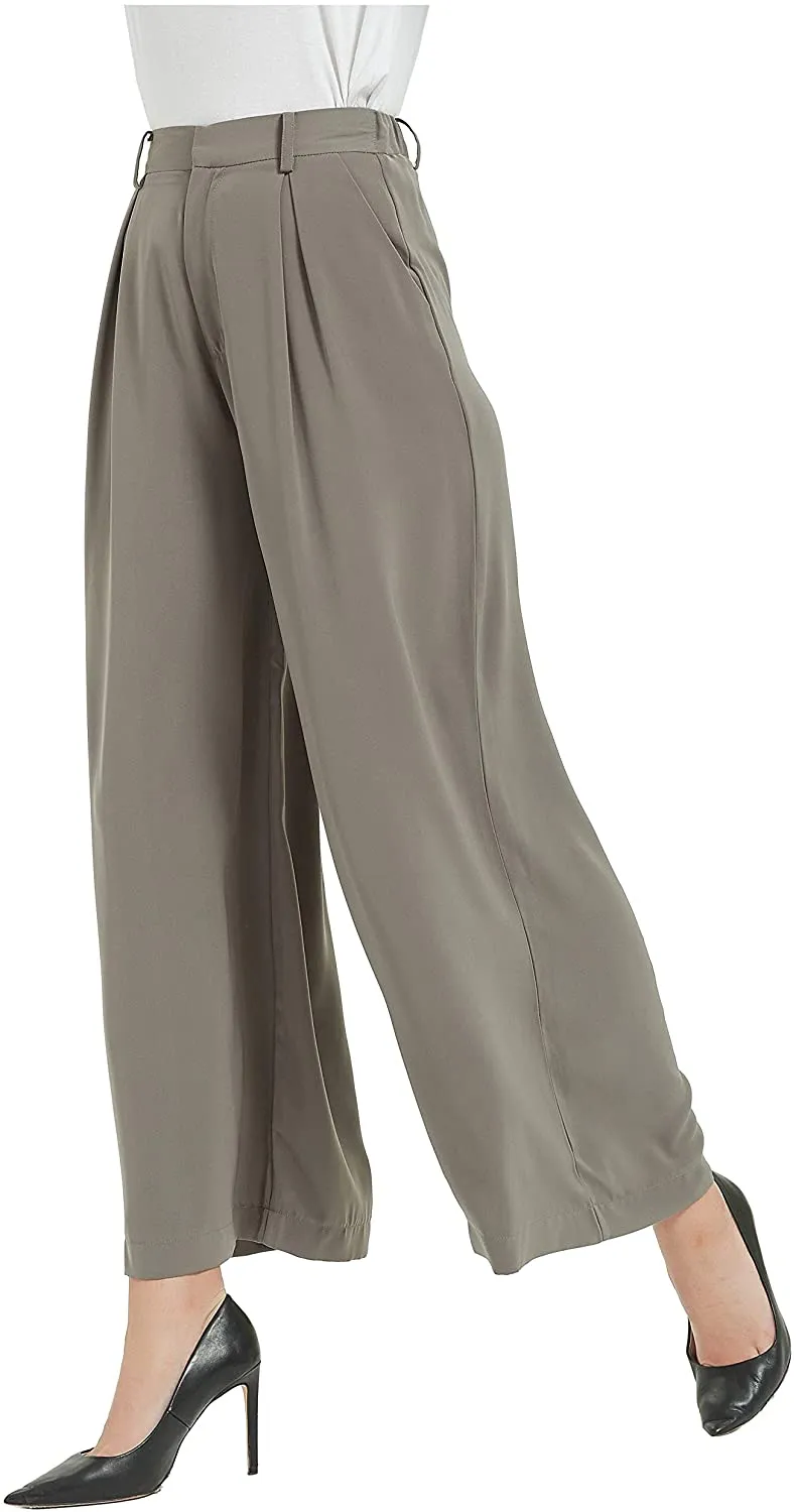 Women High Waist Chiffon Casual Wide Leg Long Palazzo Pants