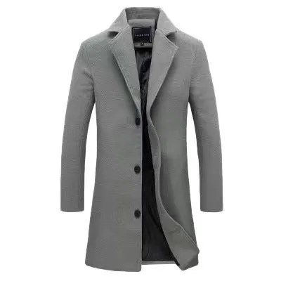 Woolen coat 2024 foreign trade men's new Korean style slim mid-length windbreaker woolen coat