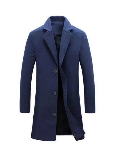 Woolen coat 2024 foreign trade men's new Korean style slim mid-length windbreaker woolen coat