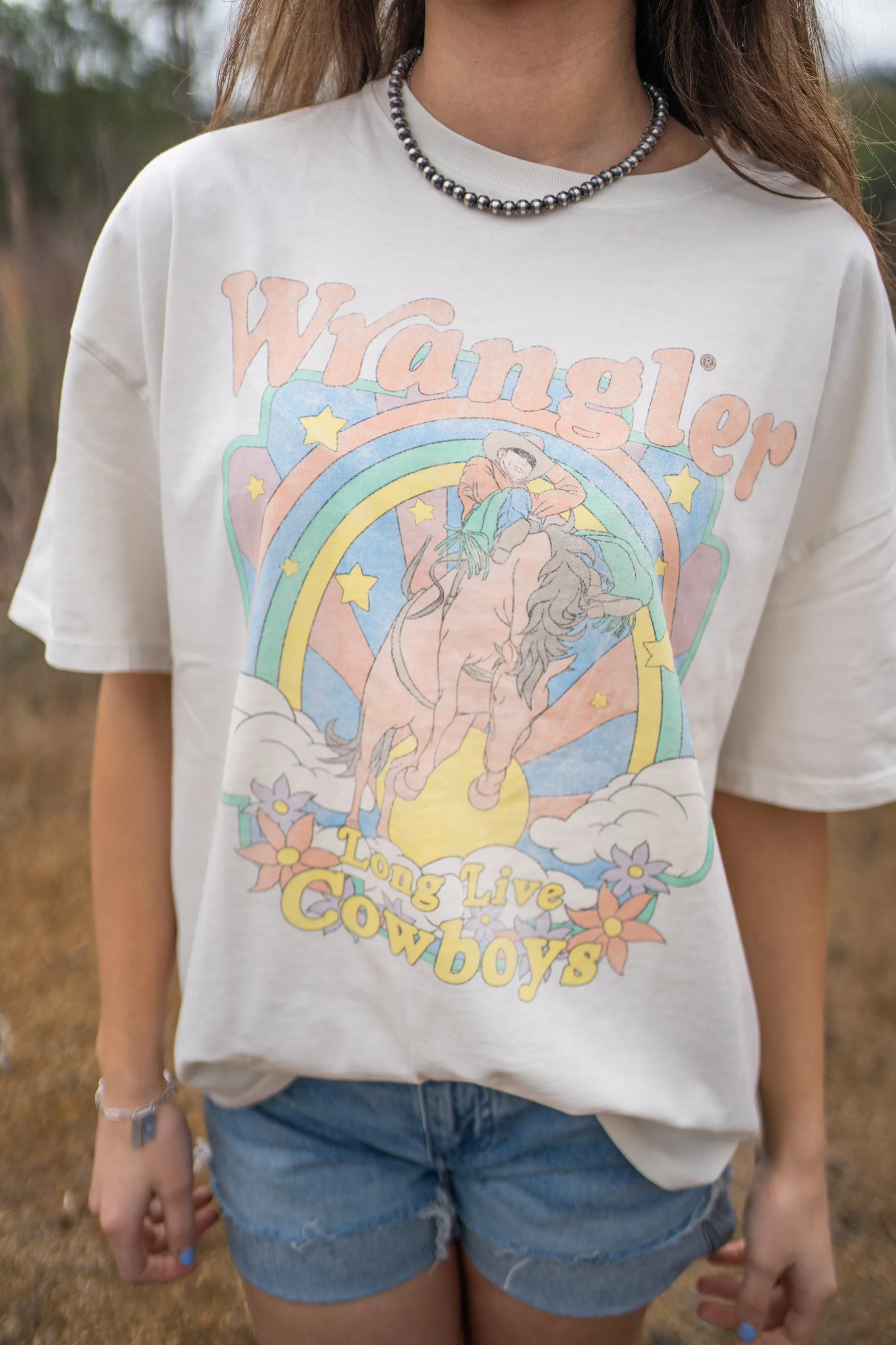 Wrangler Vintage White Long Live Women's Tee