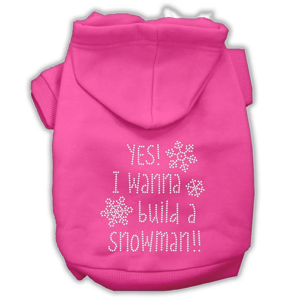 Yes! I Want To Build A Snowman Rhinestone Dog Hoodie Bright Pink Xxl (18)