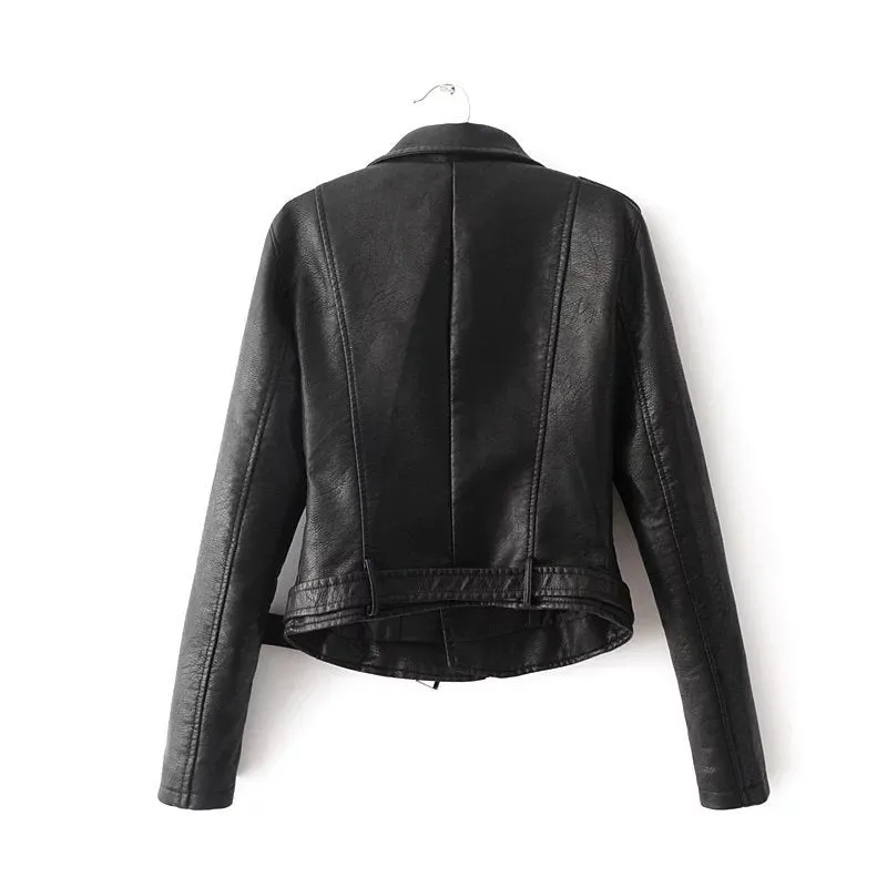 Zipper Motorcycle PU Leather Jacket