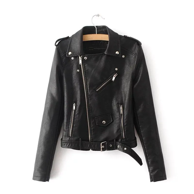 Zipper Motorcycle PU Leather Jacket