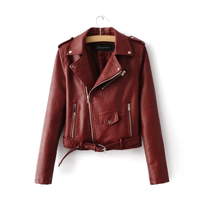 Zipper Motorcycle PU Leather Jacket