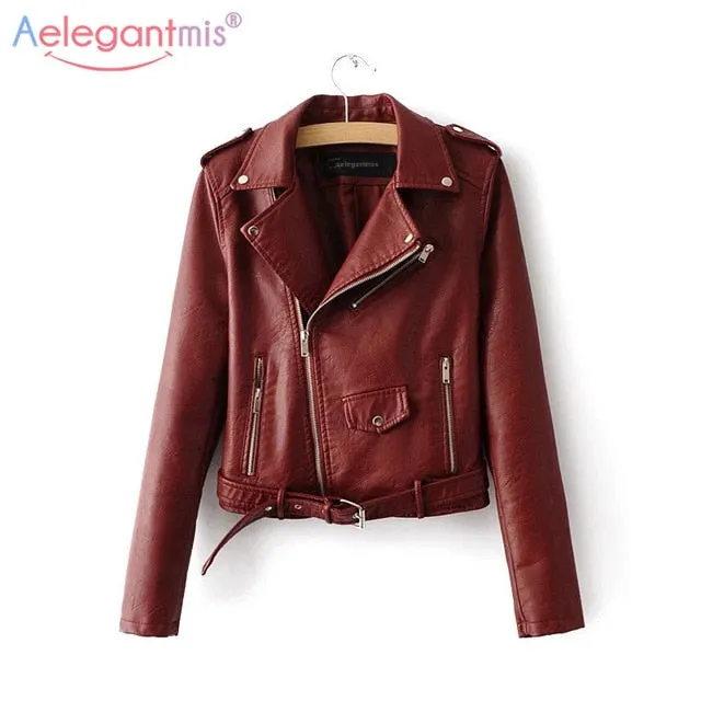 Zipper Motorcycle PU Leather Jacket