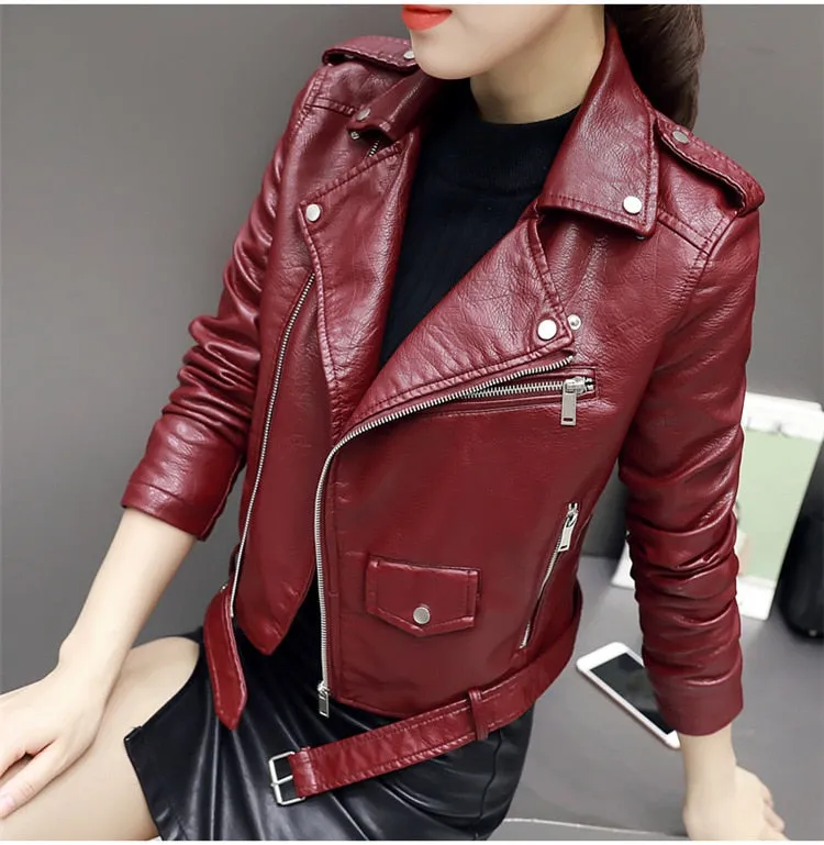 Zipper Motorcycle PU Leather Jacket