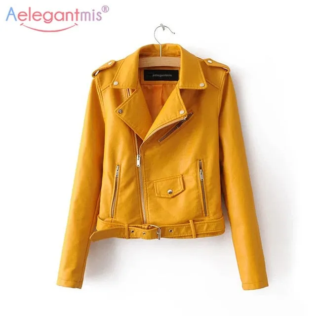 Zipper Motorcycle PU Leather Jacket