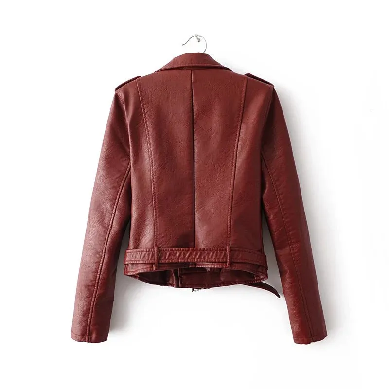 Zipper Motorcycle PU Leather Jacket